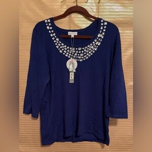 JOSEPH A~ BLUE~BLING BLOUSE~LG~NWT